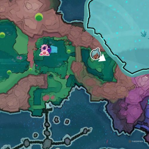 The player's icon shows the location of the treasure pod no 18 at the Moss Blanket in Slime Rancher