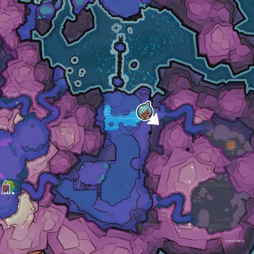 The player's icon shows the location of the treasure pod no 6 at the Indigo Quarry in Slime Rancher