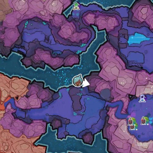 The player's icon shows the location of the treasure pod no 11 at the Indigo Quarry in Slime Rancher