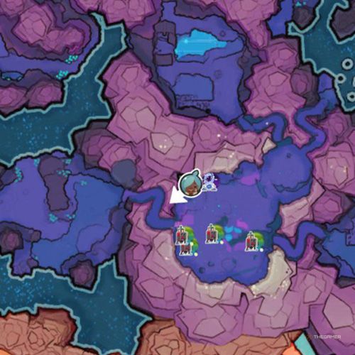 The player's icon shows the location of the treasure pod no 12 at the Indigo Quarry in Slime Rancher