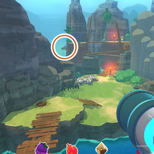 The player is looking at the  treasure pod no 6 at the Wilds in Slime Rancher