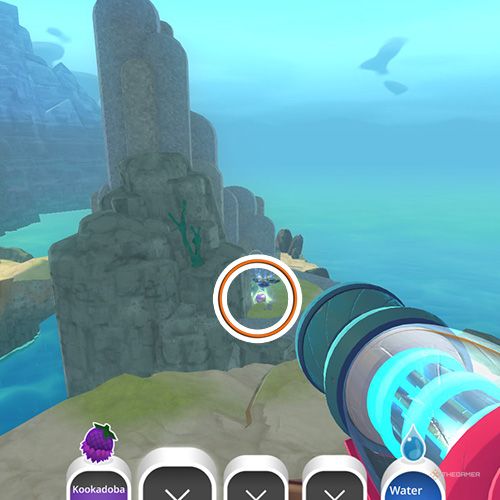 The player is looking at the  treasure pod no 10 at the Wilds in Slime Rancher