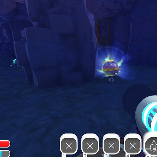 The player is looking at the  treasure pod no 2 at the Ancient Ruins in Slime Rancher