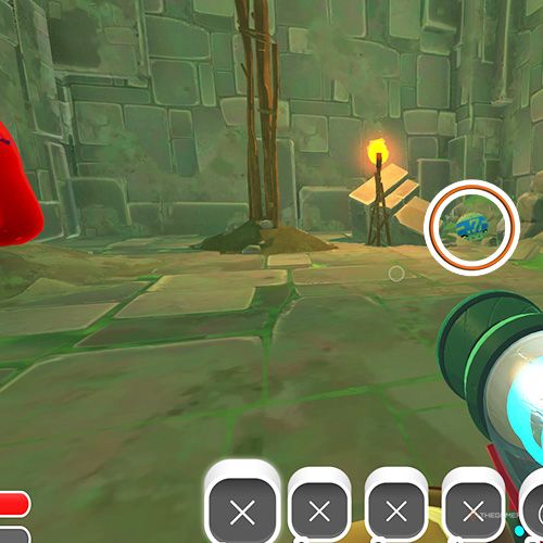 The player is looking at the  treasure pod no 9 at the Ancient Ruins in Slime Rancher