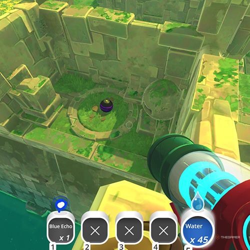 The player is looking at the  treasure pod no 11 at the Ancient Ruins in Slime Rancher