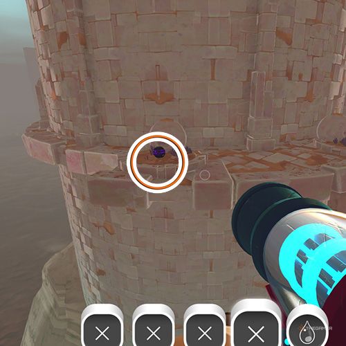 The player is looking at the  treasure pod no 8 at the Glass Desert in Slime Rancher