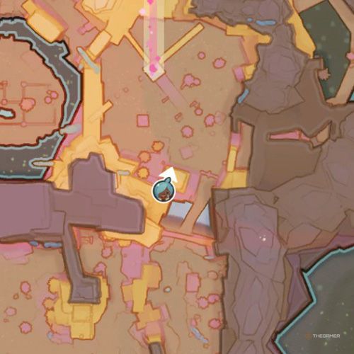 The player's icon shows the location of the treasure pod no 9 at the Glass Desert in Slime Rancher