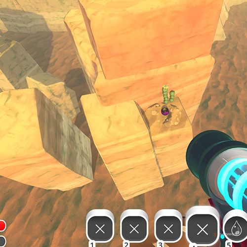 The player is looking at the  treasure pod no 12 at the Glass Desert in Slime Rancher