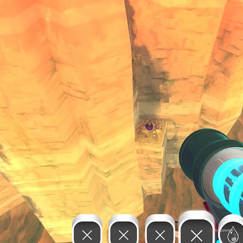 The player is looking at the  treasure pod no 13 at the Glass Desert in Slime Rancher