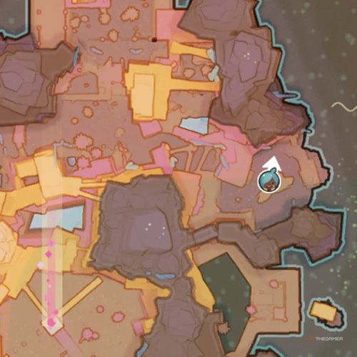 The player's icon shows the location of the treasure pod no 18 at the Glass Desert in Slime Rancher