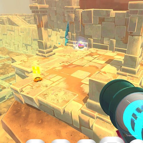 The player is looking at the  treasure pod no 21 at the Glass Desert in Slime Rancher