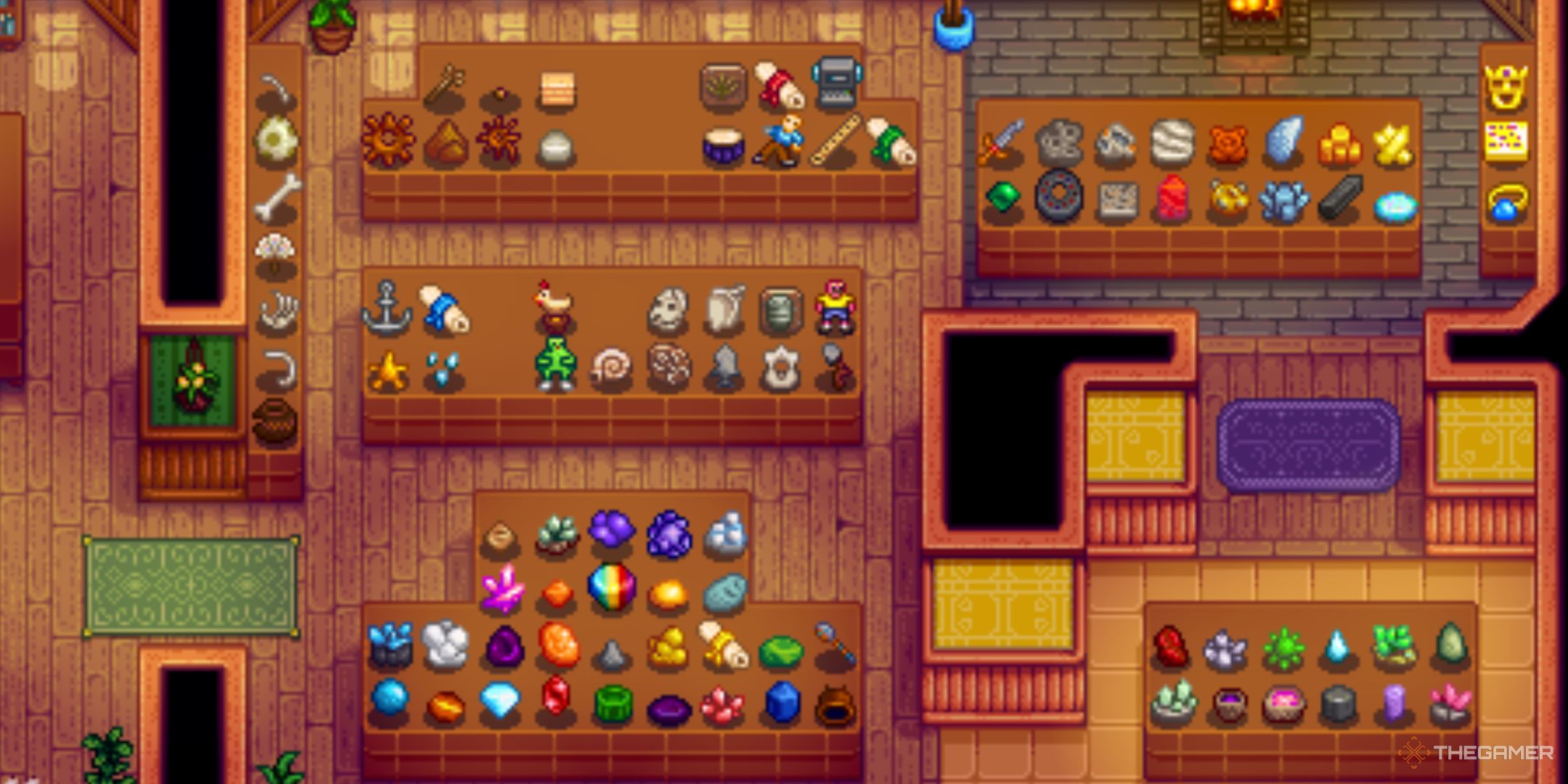 Stardew Valley, the museum carefully organized by where objects were found.