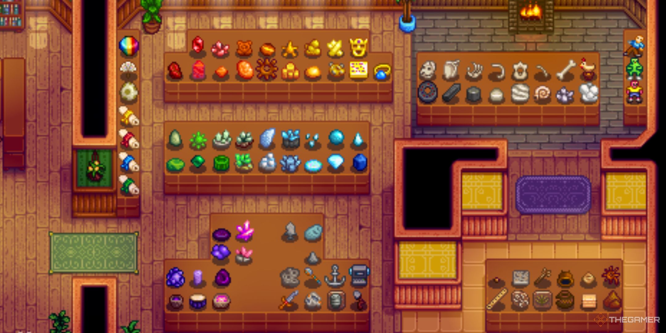 Stardew Valley, the museum layout carefully organized by color.