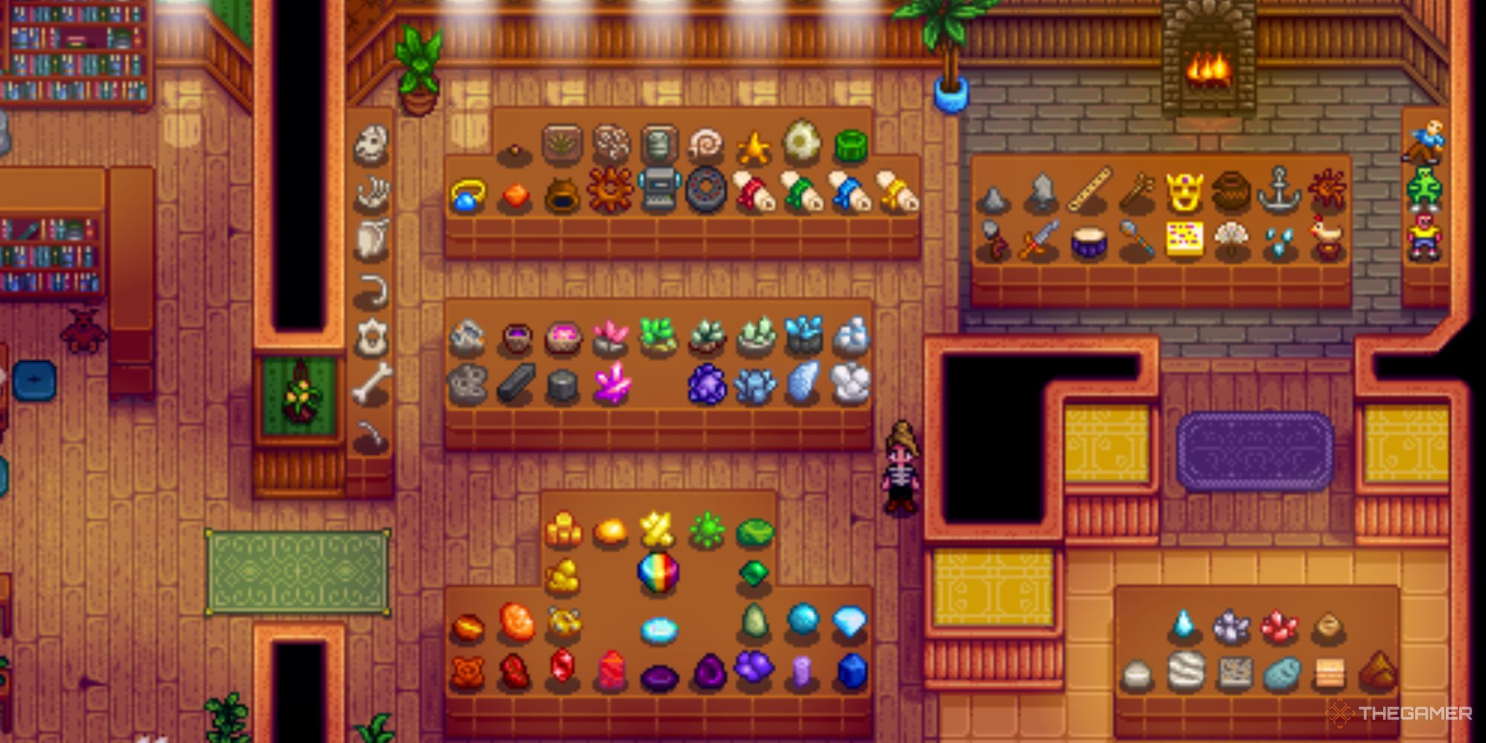 Stardew Valley, the museum carefully organized by the artifact and mineral type.