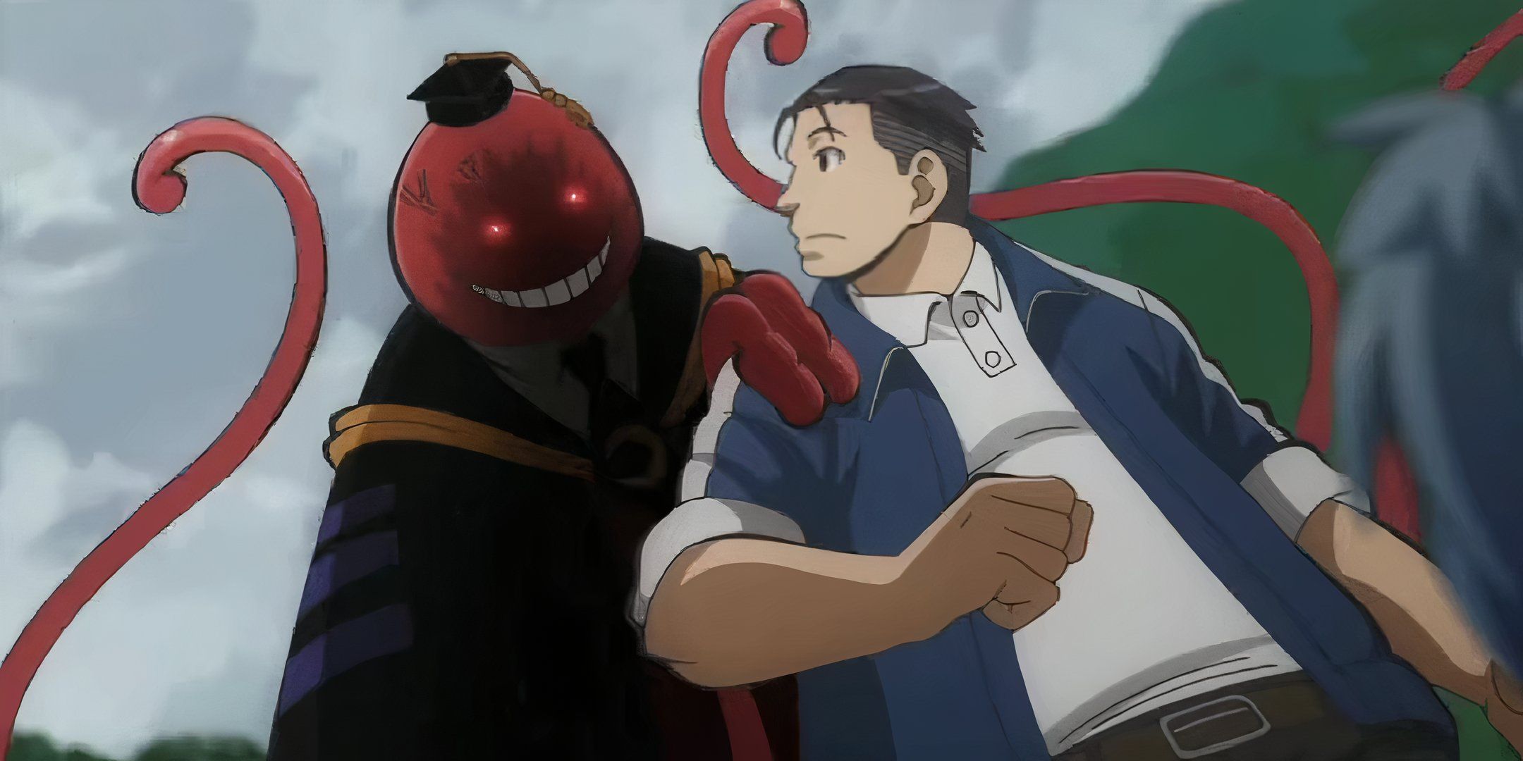 Assassination Classroom image showing Korosensei enraged at a teacher.