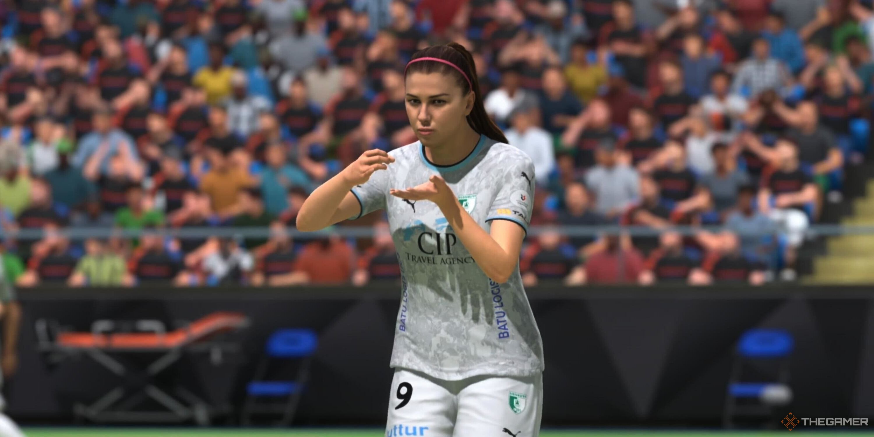 Alex Morgan doing her tea celebration in EA Sports FC 25.