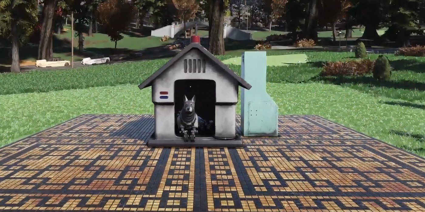 The FETCH Collectron sitting in its doghouse station in Fallout 76.