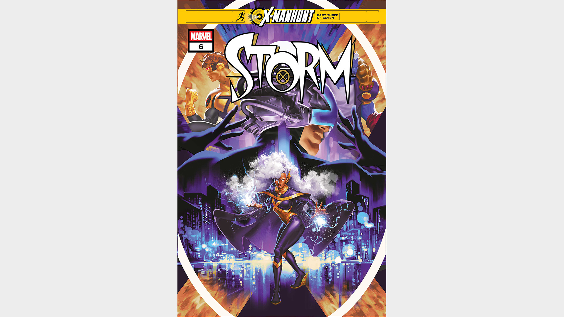 Storm's hands glow with power.