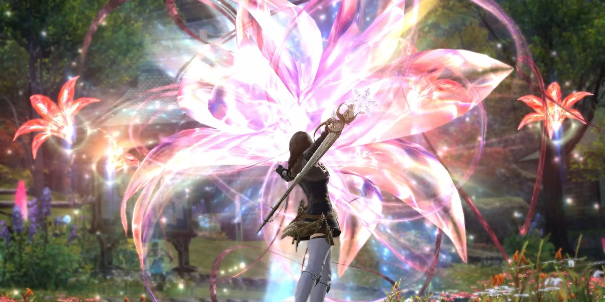 A White Mage using Afflatus Misery in Final Fantasy 14