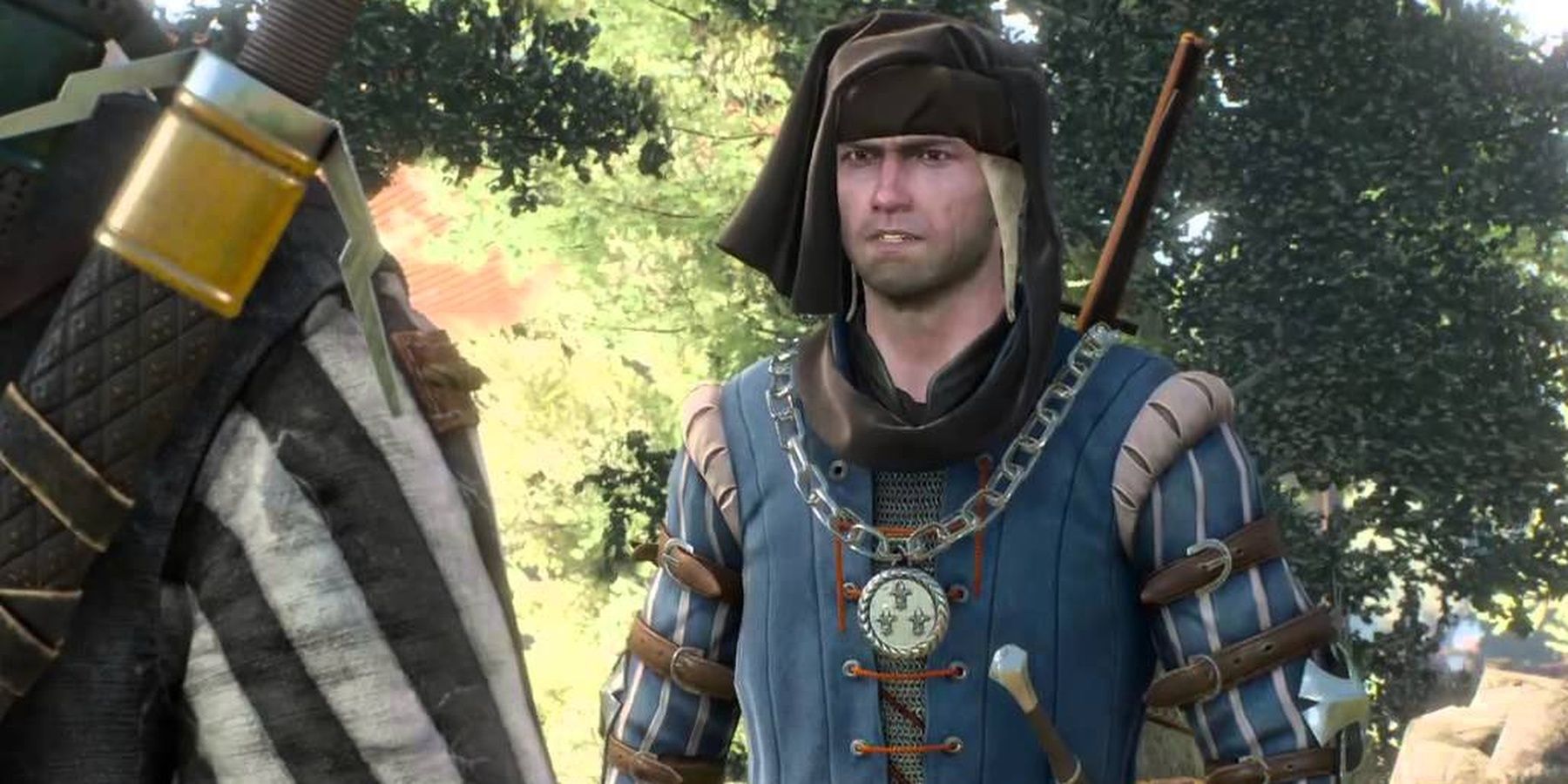 Vernon Roche greets Geralt in The Witcher 3