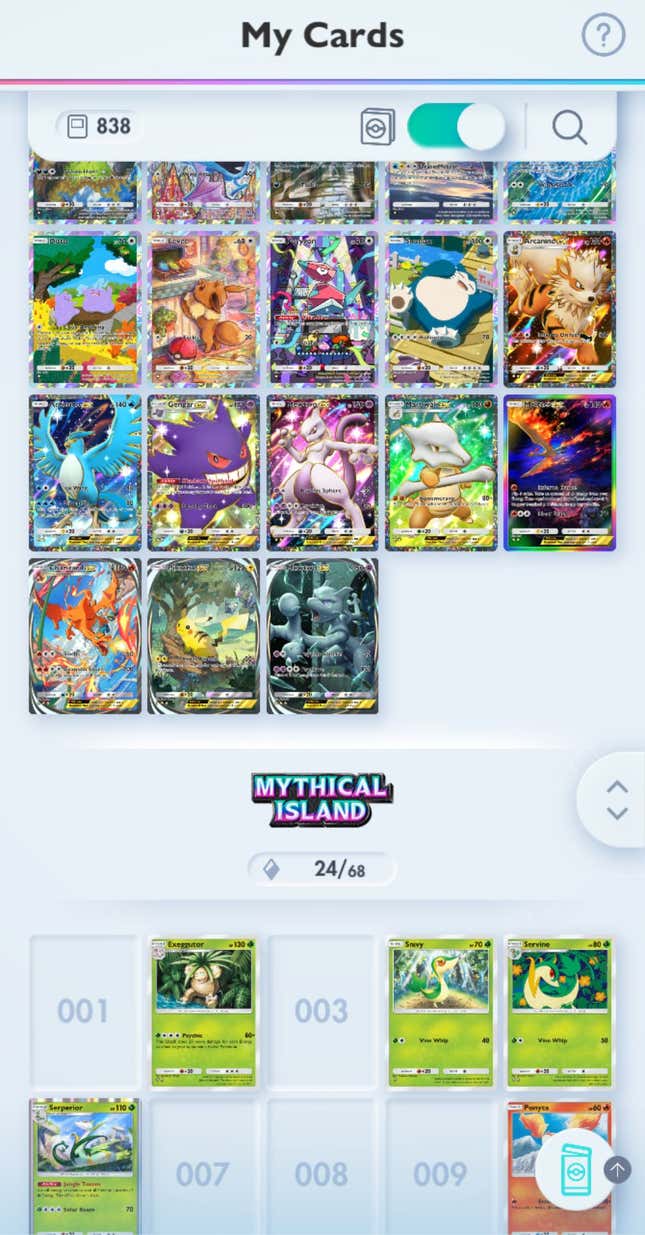 The My Cards screen in Pocket.