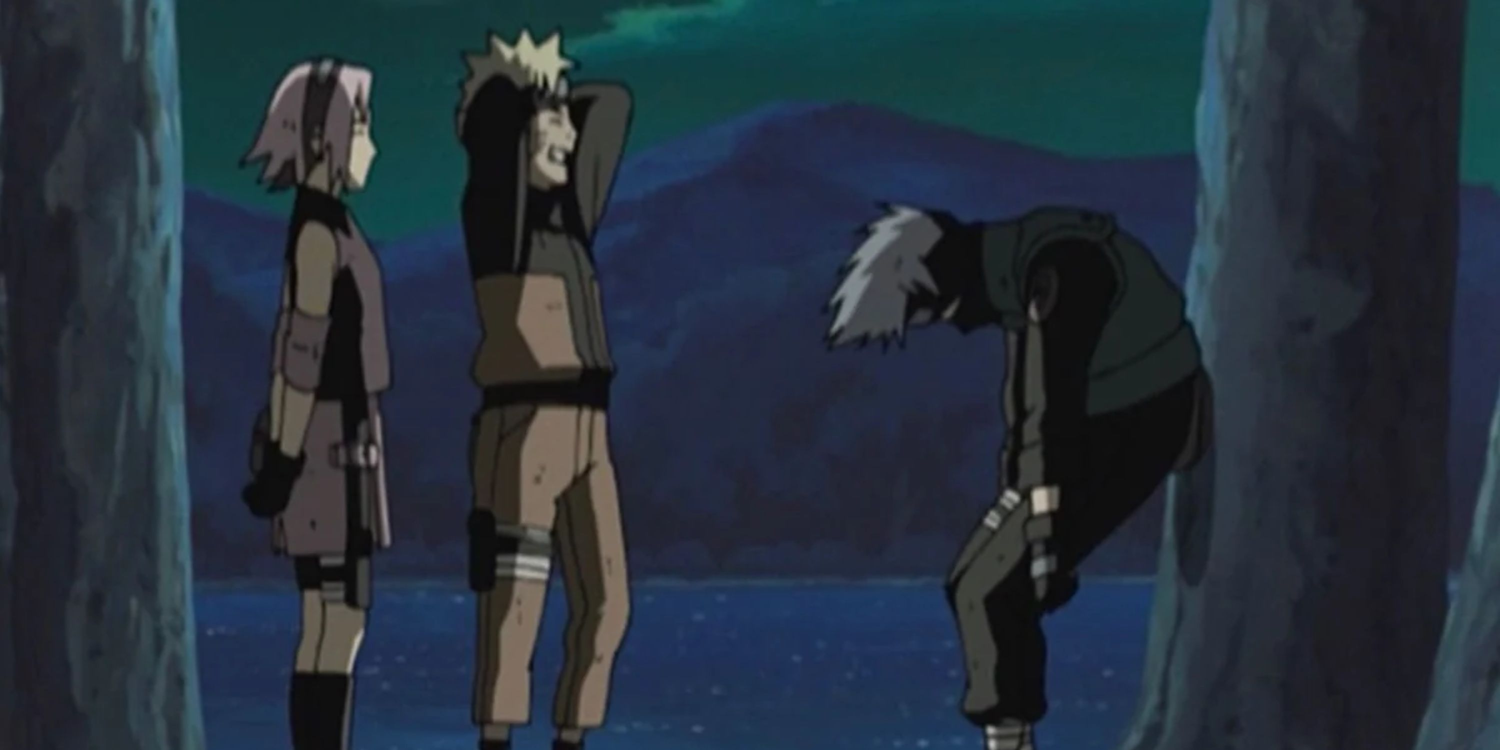 Kakashi VS Naruto and Sakura in Shippuden