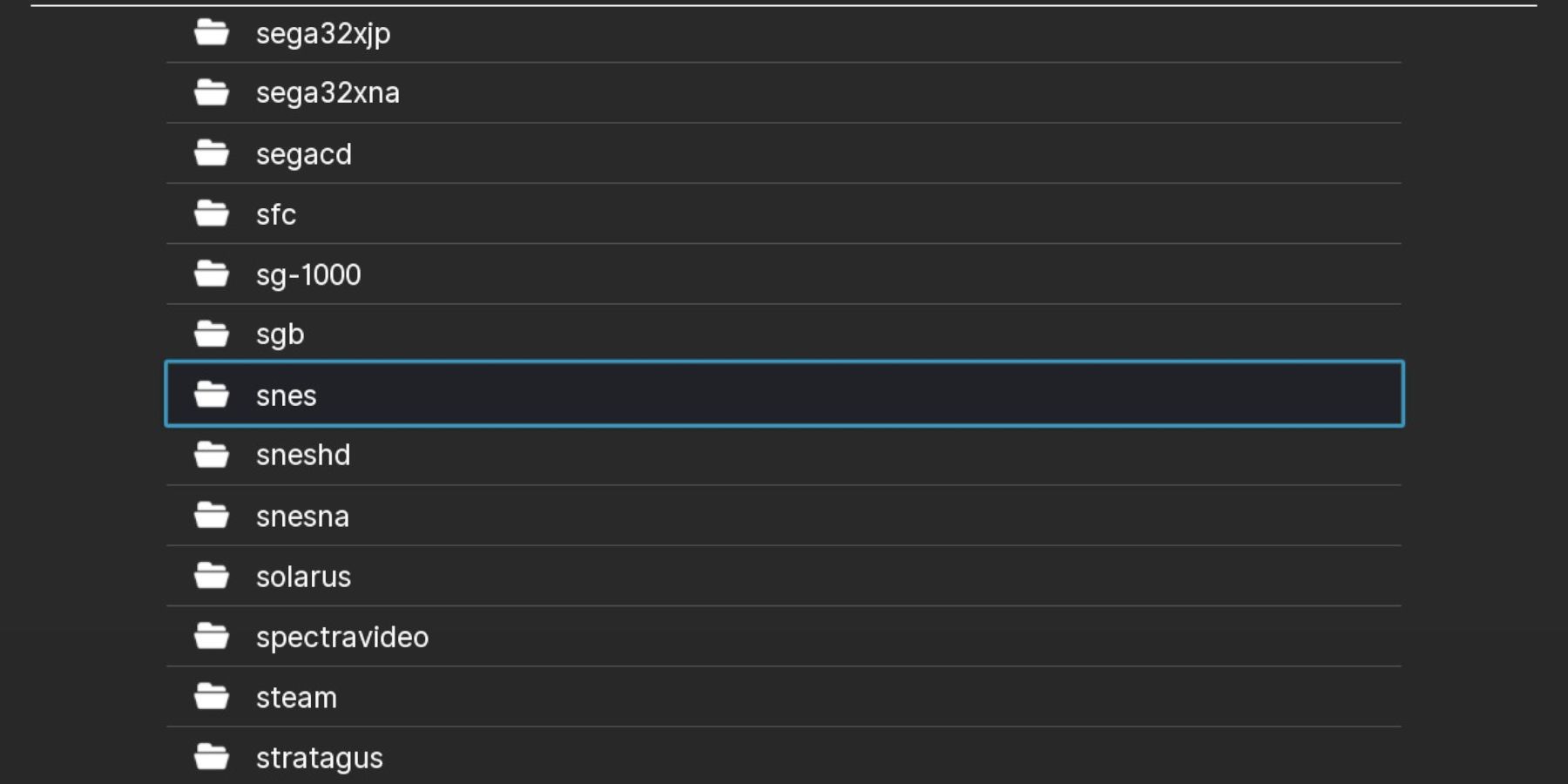 SNES folder on RetroArch