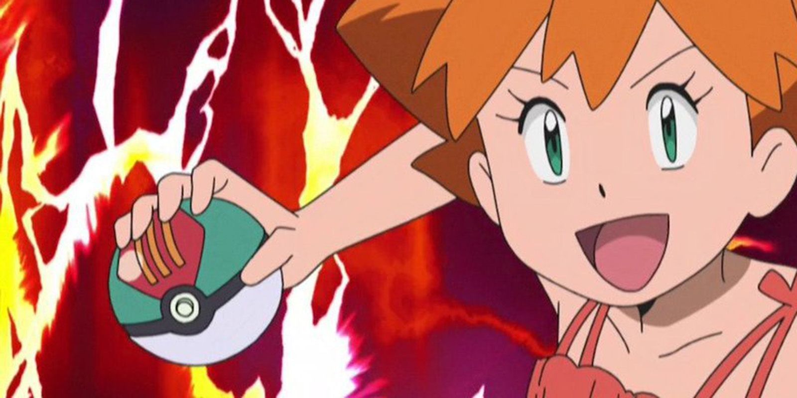 Misty holding a lure ball in the Pokemon anime.