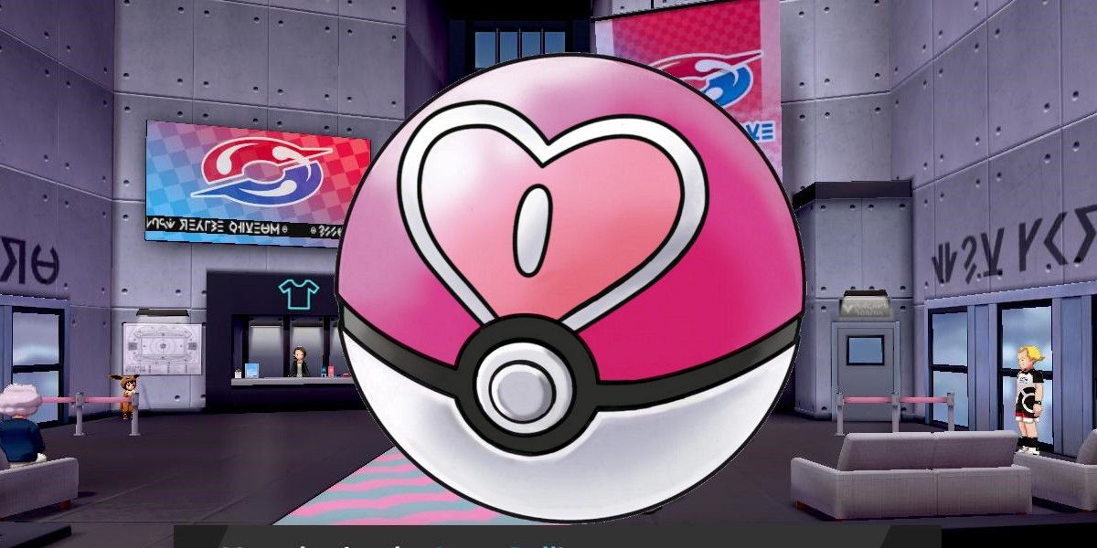 A Love Ball with a Pokemon: Sword and Shield background behind it.