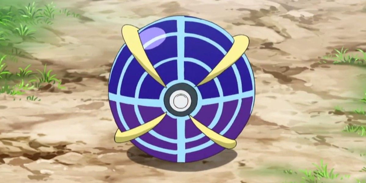 A Beast Ball on the ground in the Pokemon anime.