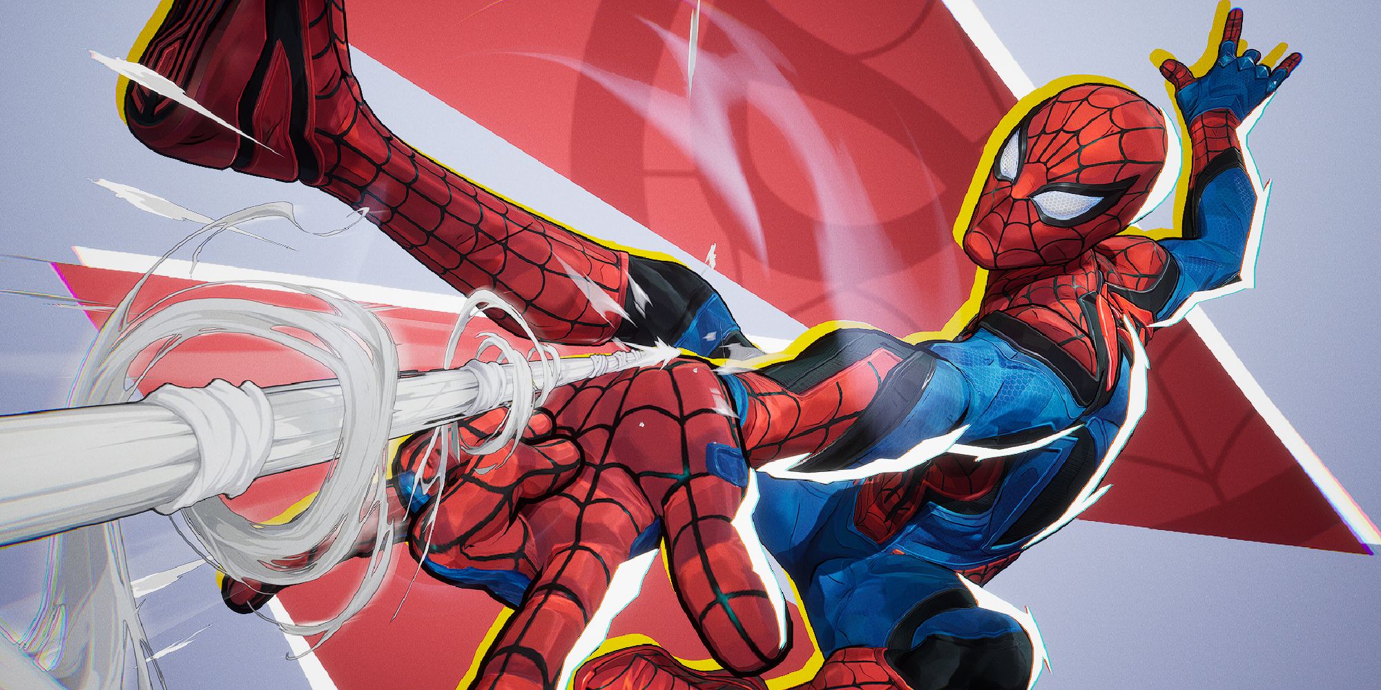 Spider-Man spinning a web in Marvel Rivals