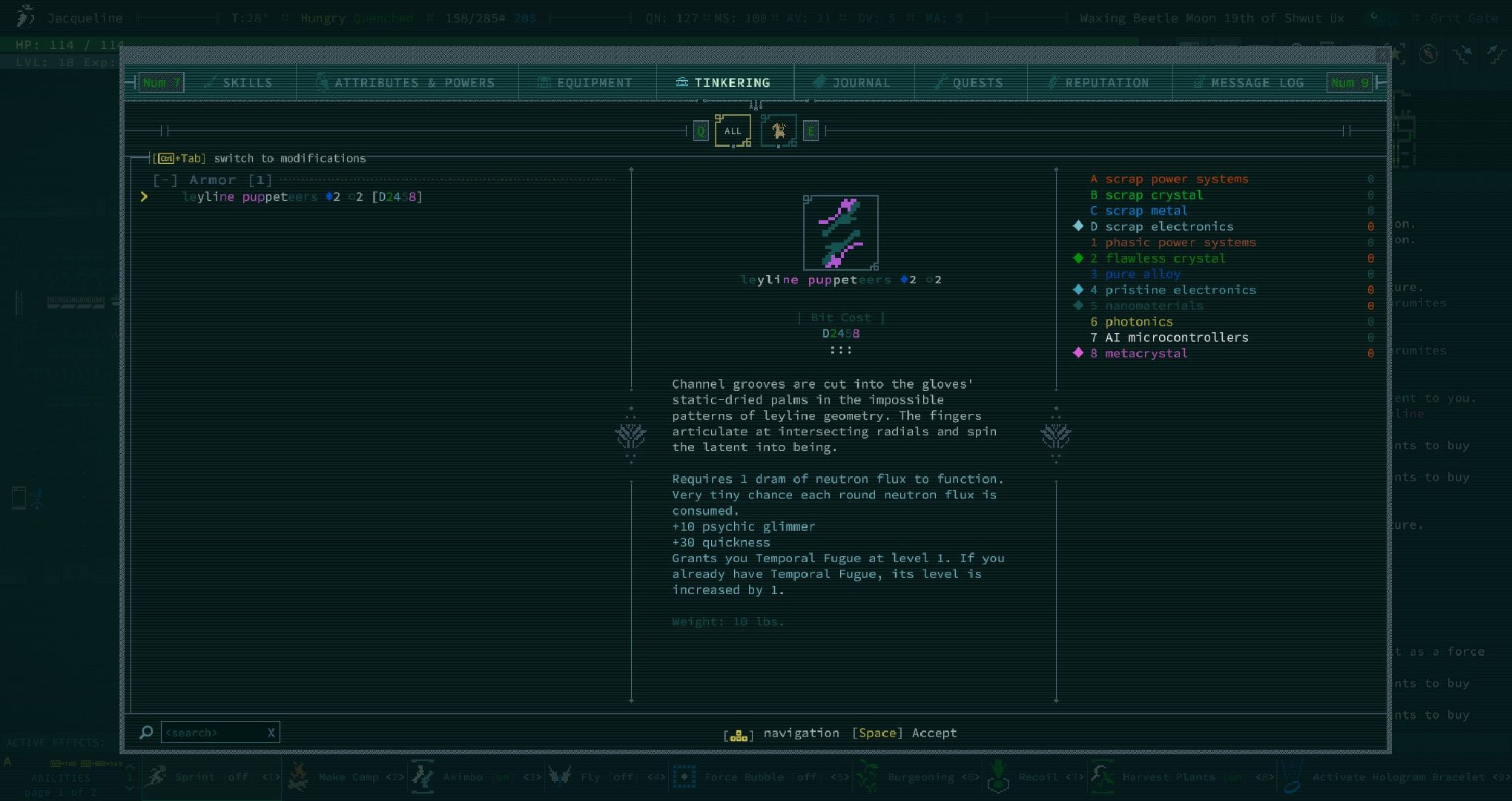 A player looking at the leyline puppeteers schematic.