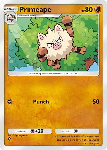 Primeape from the Pokemon TCG Pocket Mythical Island collection.