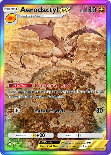 Aerodactyl ex Full Art version from the Pokemon TCG Pocket Mythical Island collection.