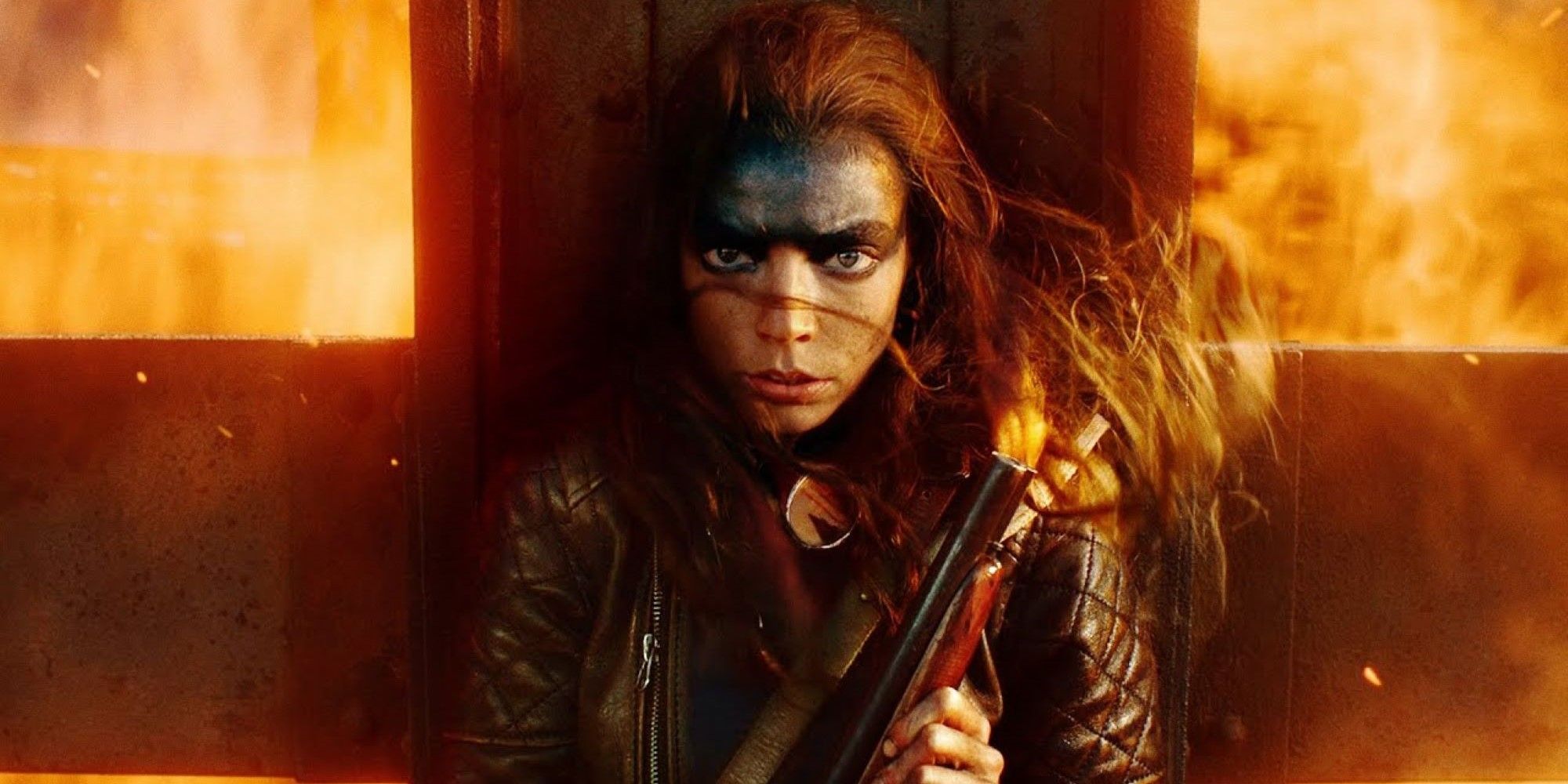 Anya Taylor Joy as Furiosa surrounded by flames