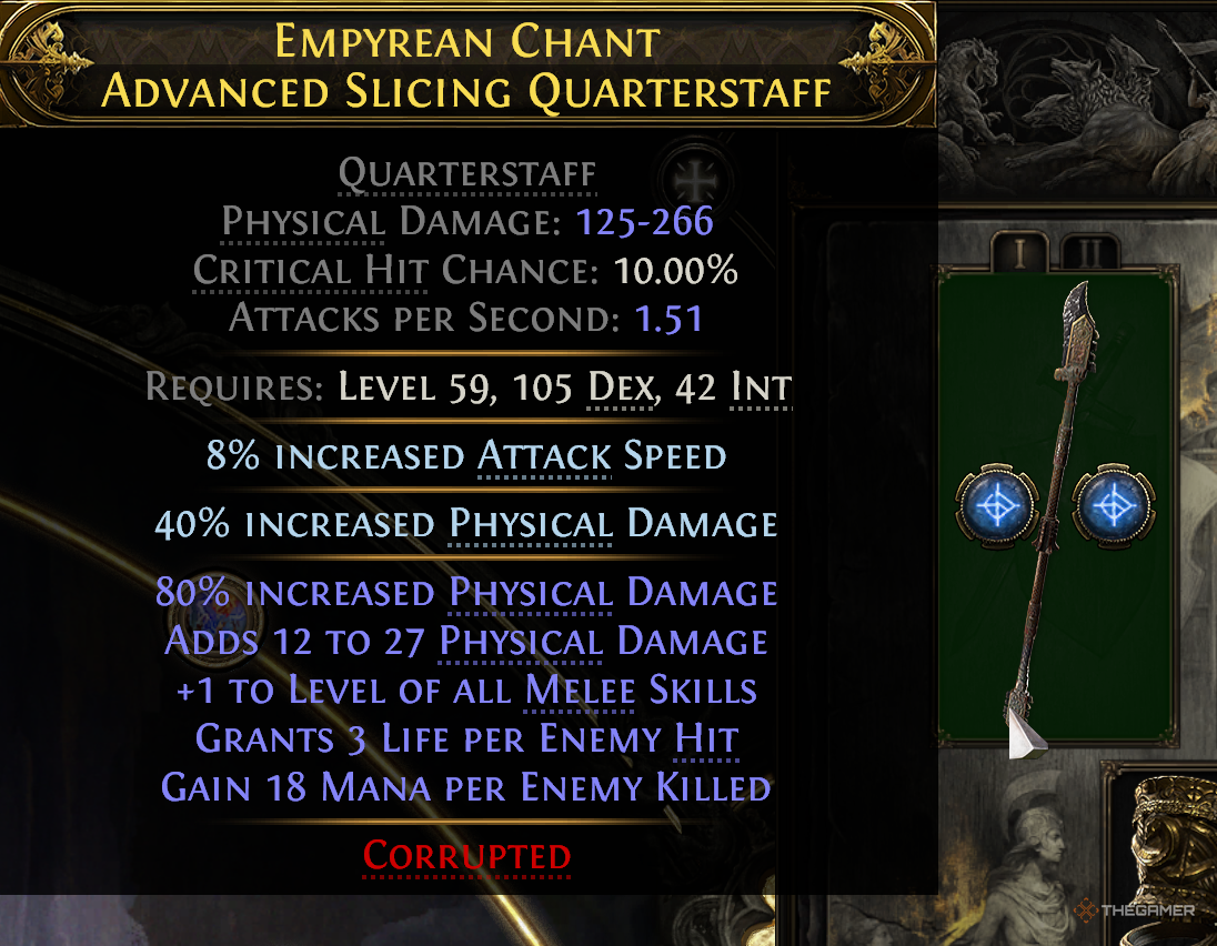 Path of Exile 2 Monk Staff Stats