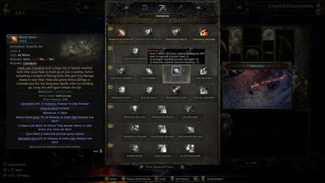 A screenshot shows the Rapid Shot skill for Mercenary in Path of Exile 2.