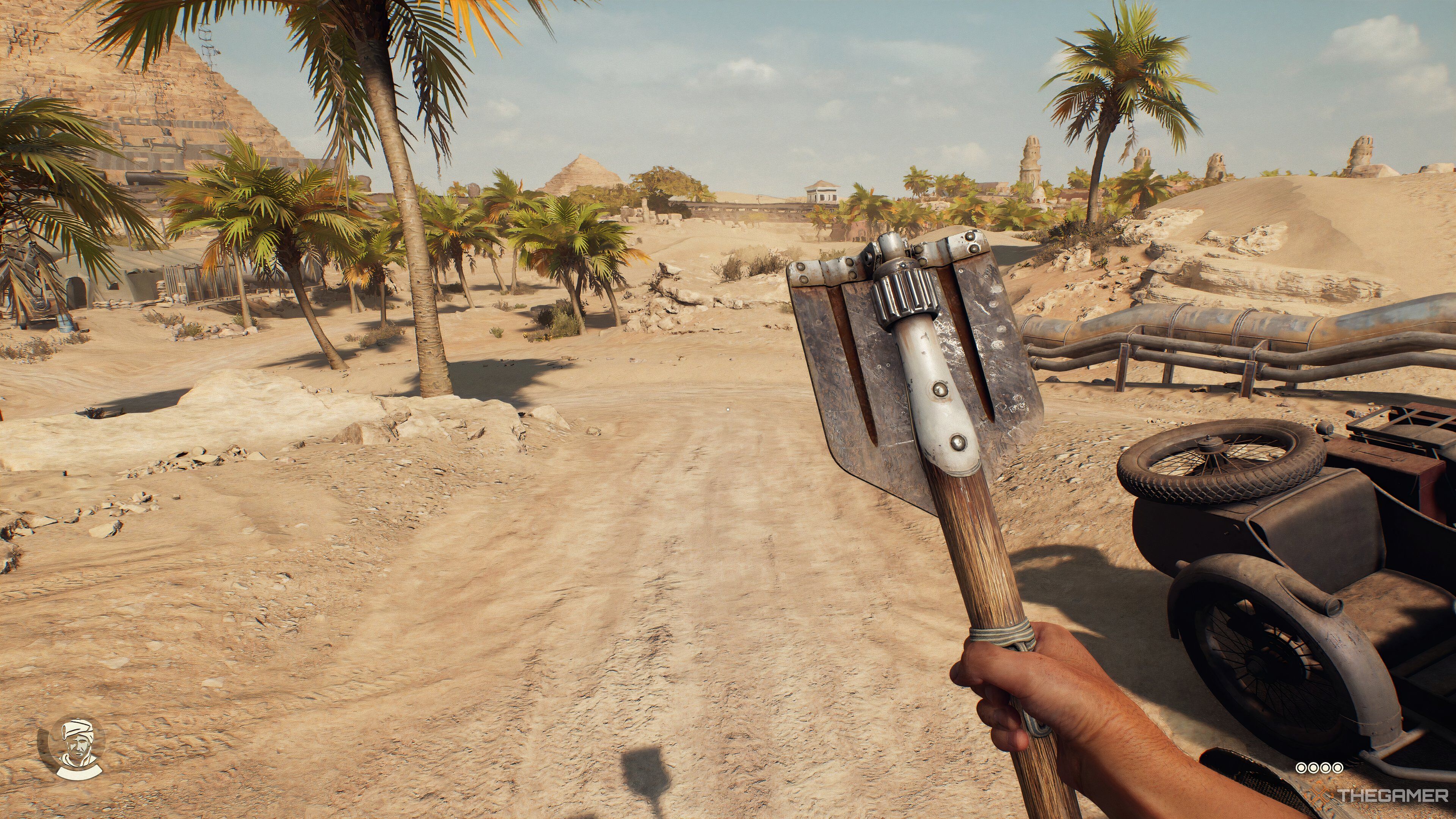 Indy holding a worker's spade in Indiana Jones and the Great Circle.