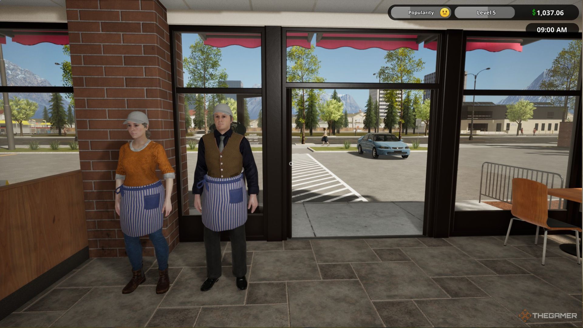 The image shows the server and the busser standing side by side in Fast Food Simulator.