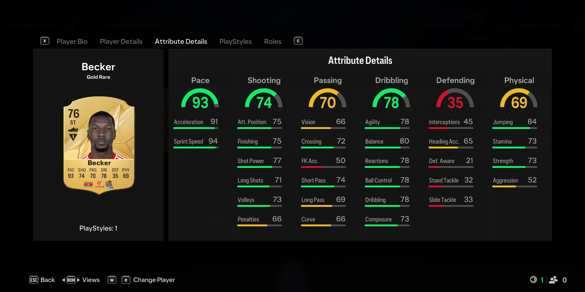 Becker - FC 25 Stats