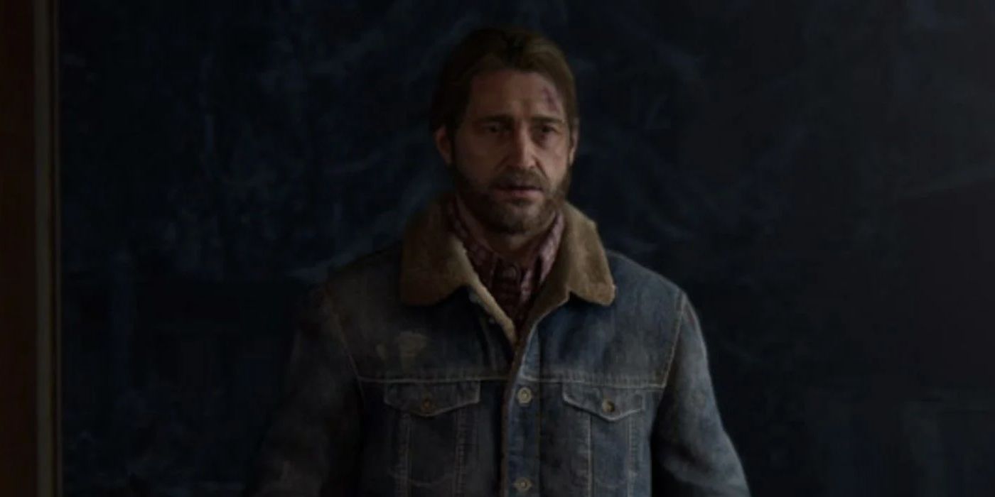 The Last of Us Part 2 Tommy Miller in denim winter jacket.