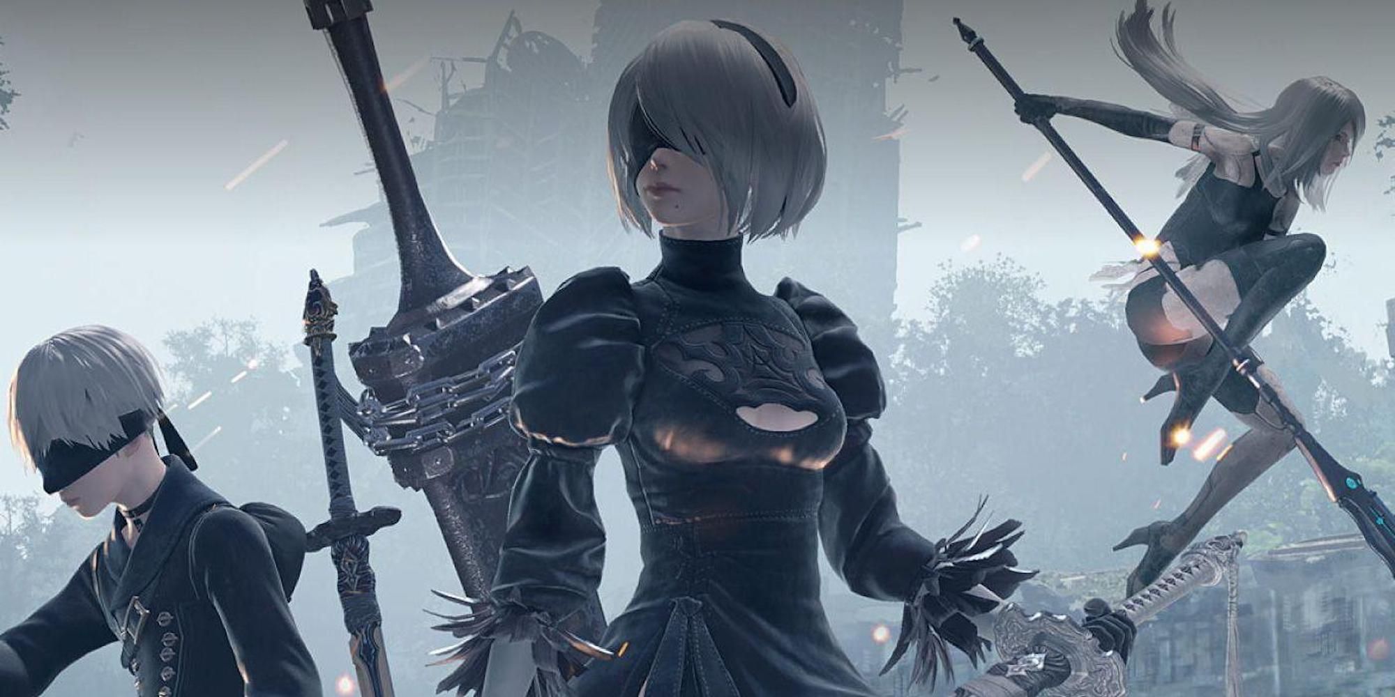 Promo art featuring the three main characters from NieR: Automata.