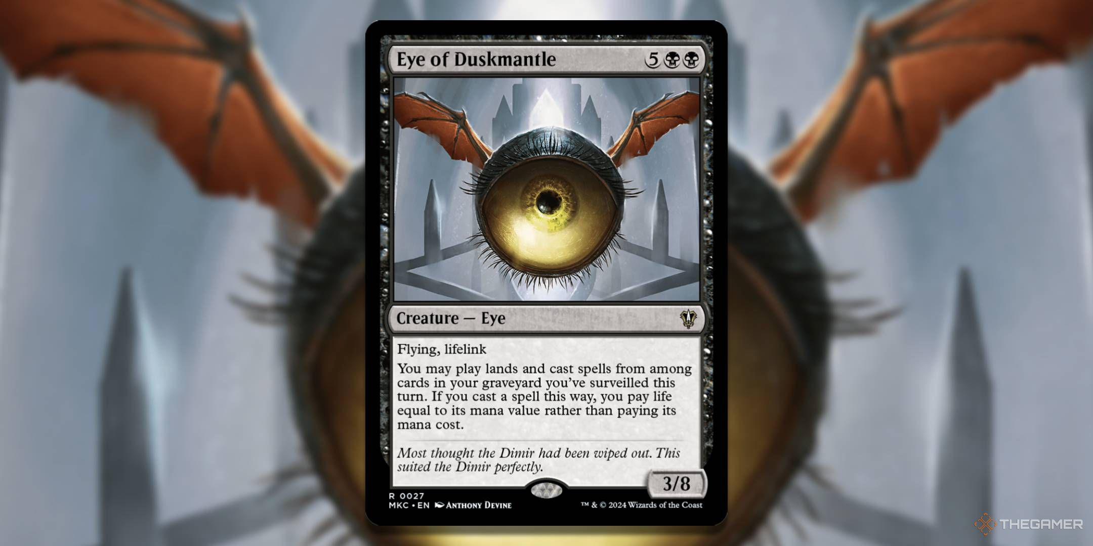 MTG Eye of Muskmantle card with the art in the background.