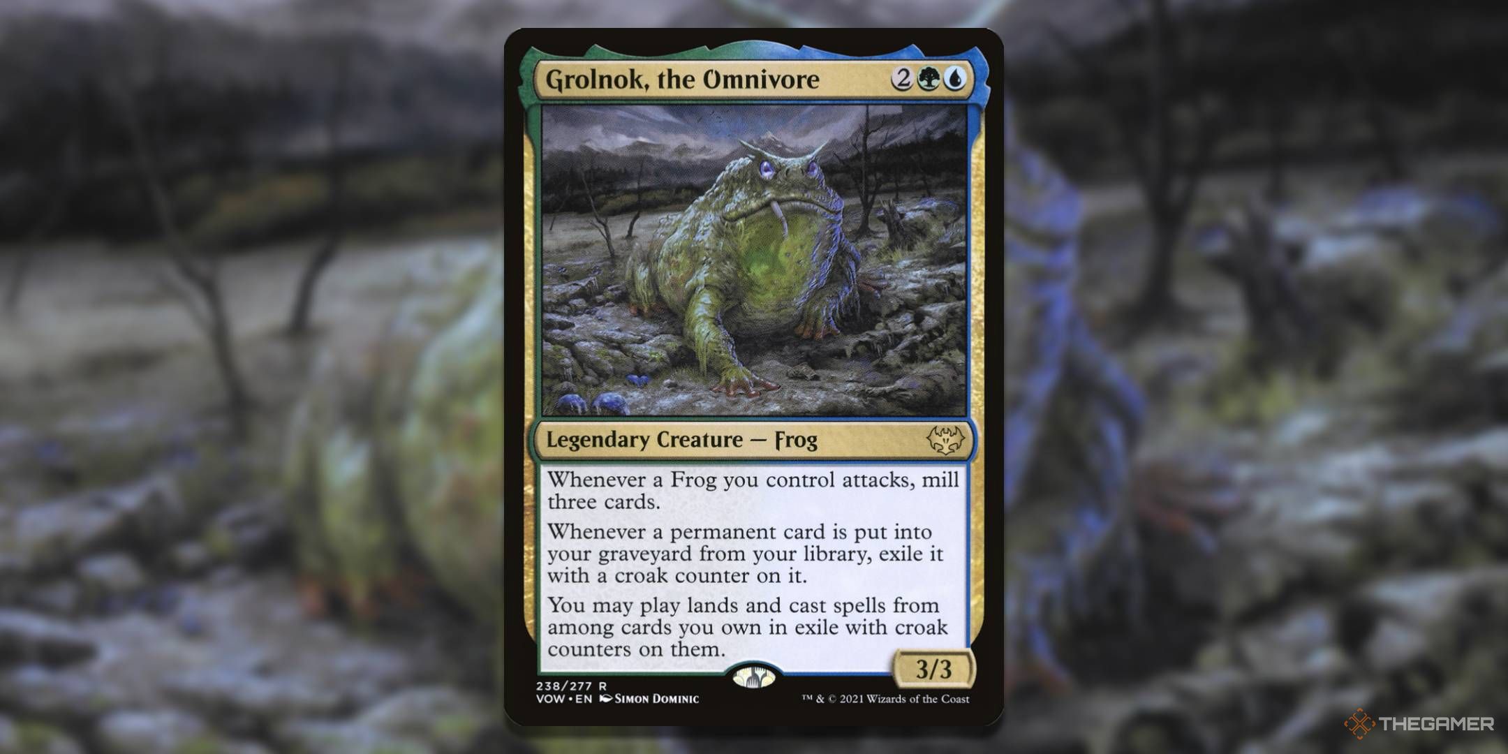 MTG Grolnok, the Omnivore card with the art in the background.