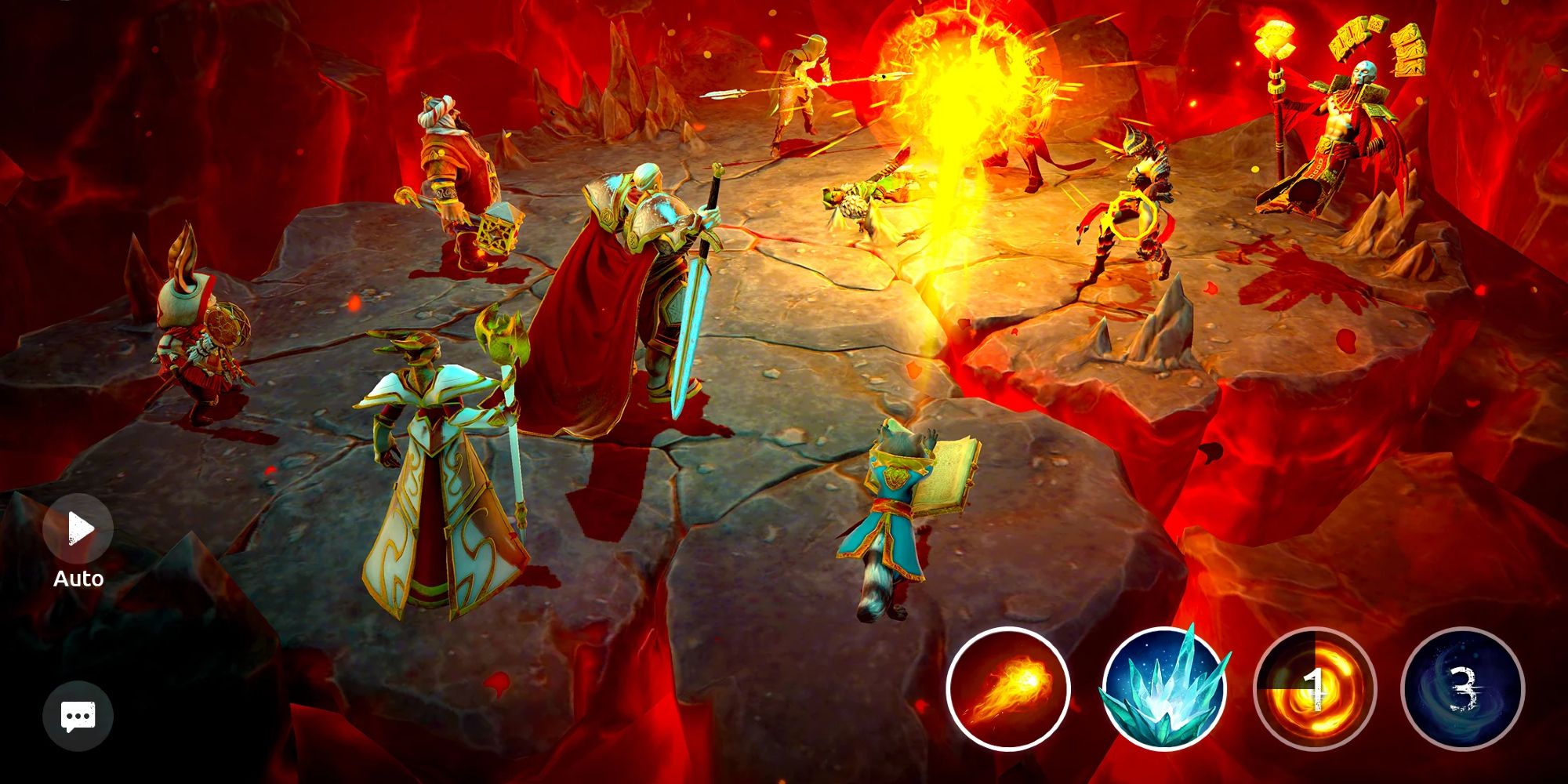 Age of Magic Turn-Based RPG gameplay, showing characters in battle. 