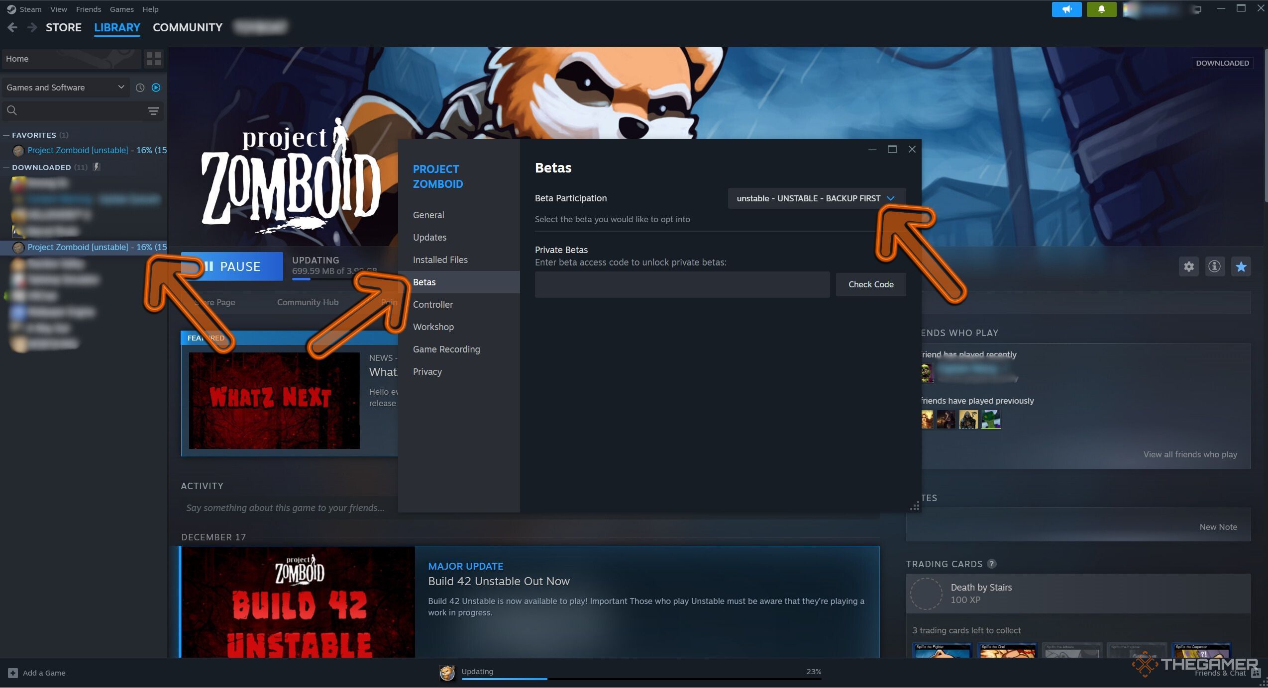 A screenshot of the Project Zomboid steam settings.