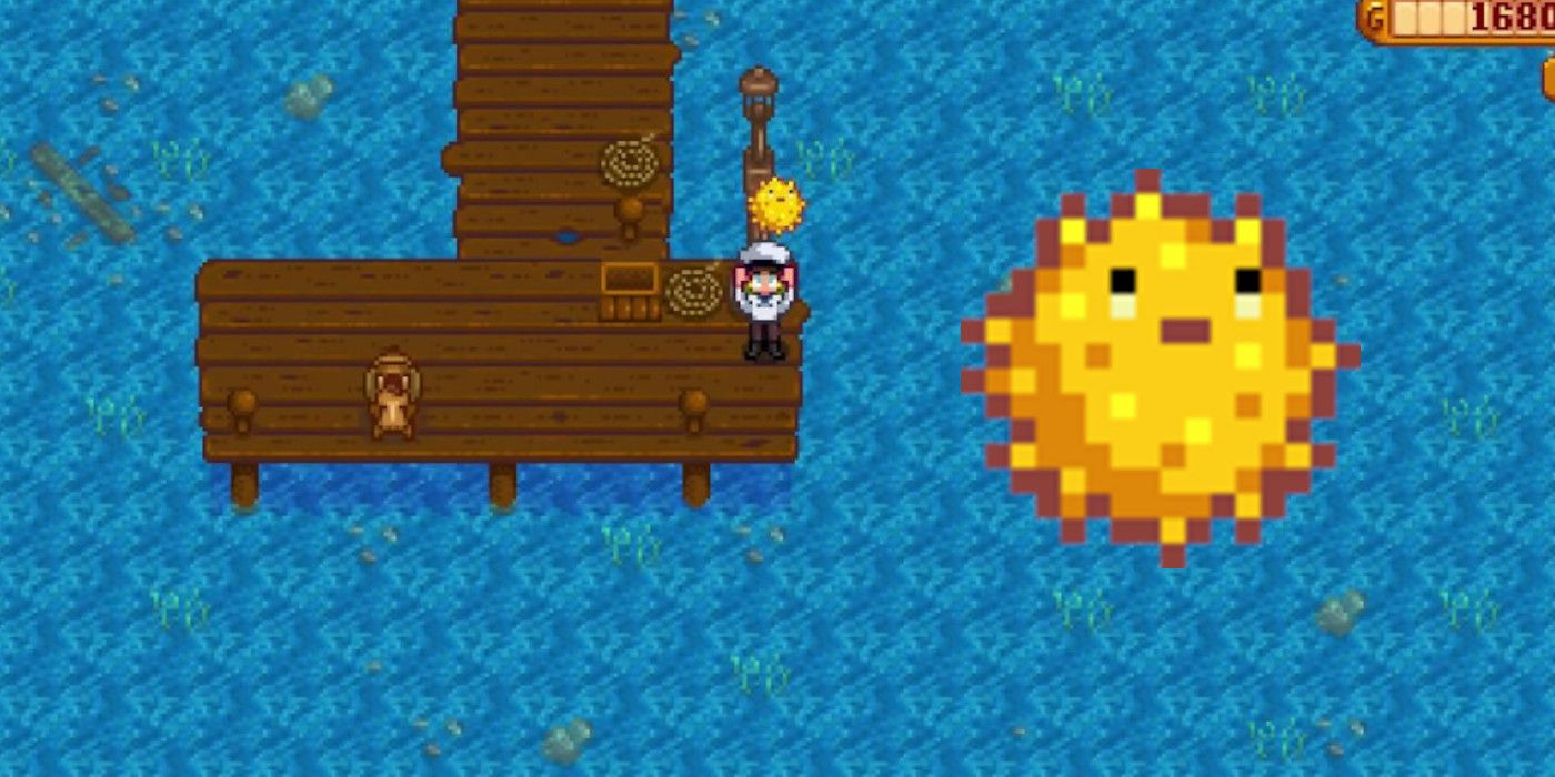 Catching pufferfish in Stardew Valley