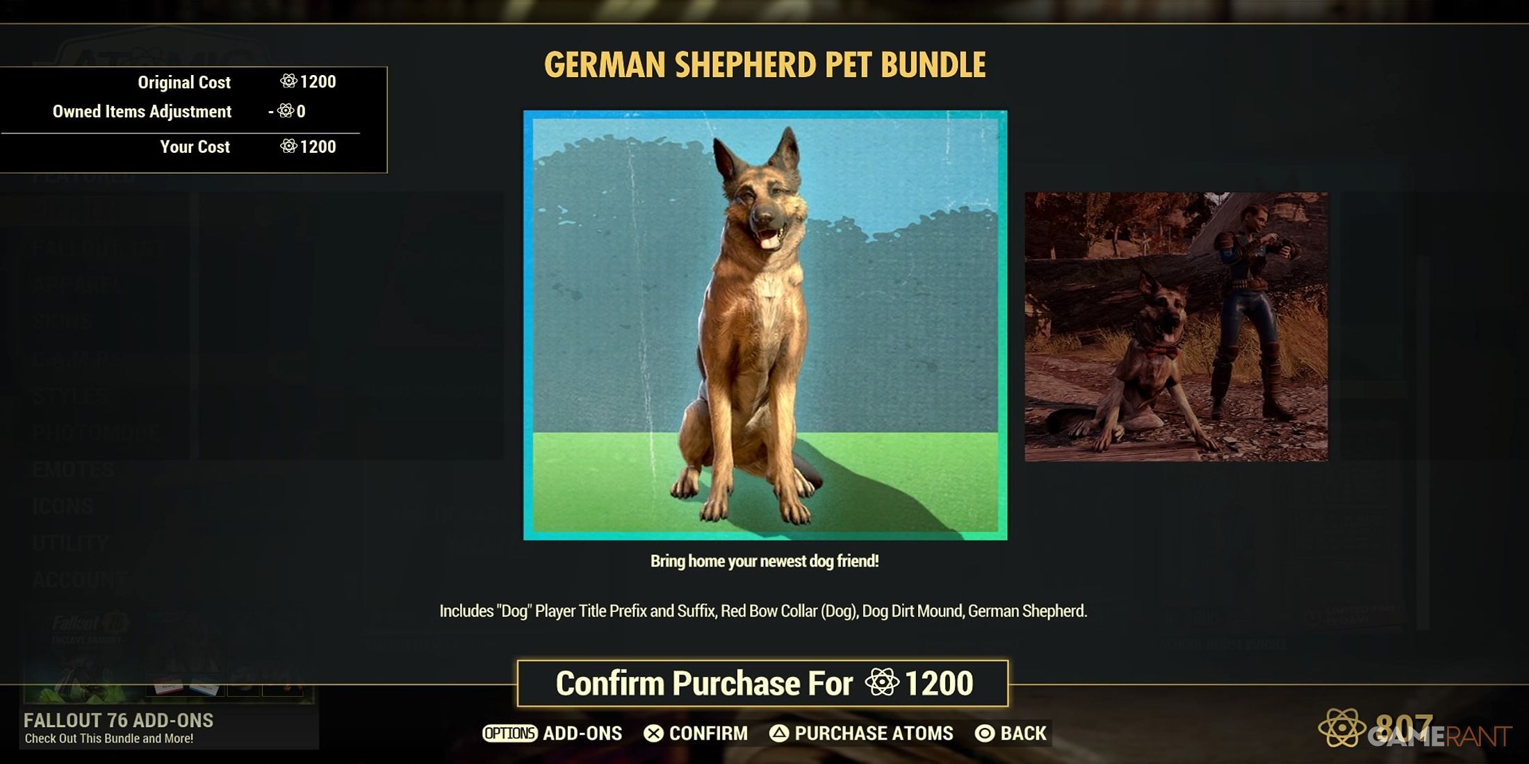 German Shepherd Pet Bundle In Fallout 76