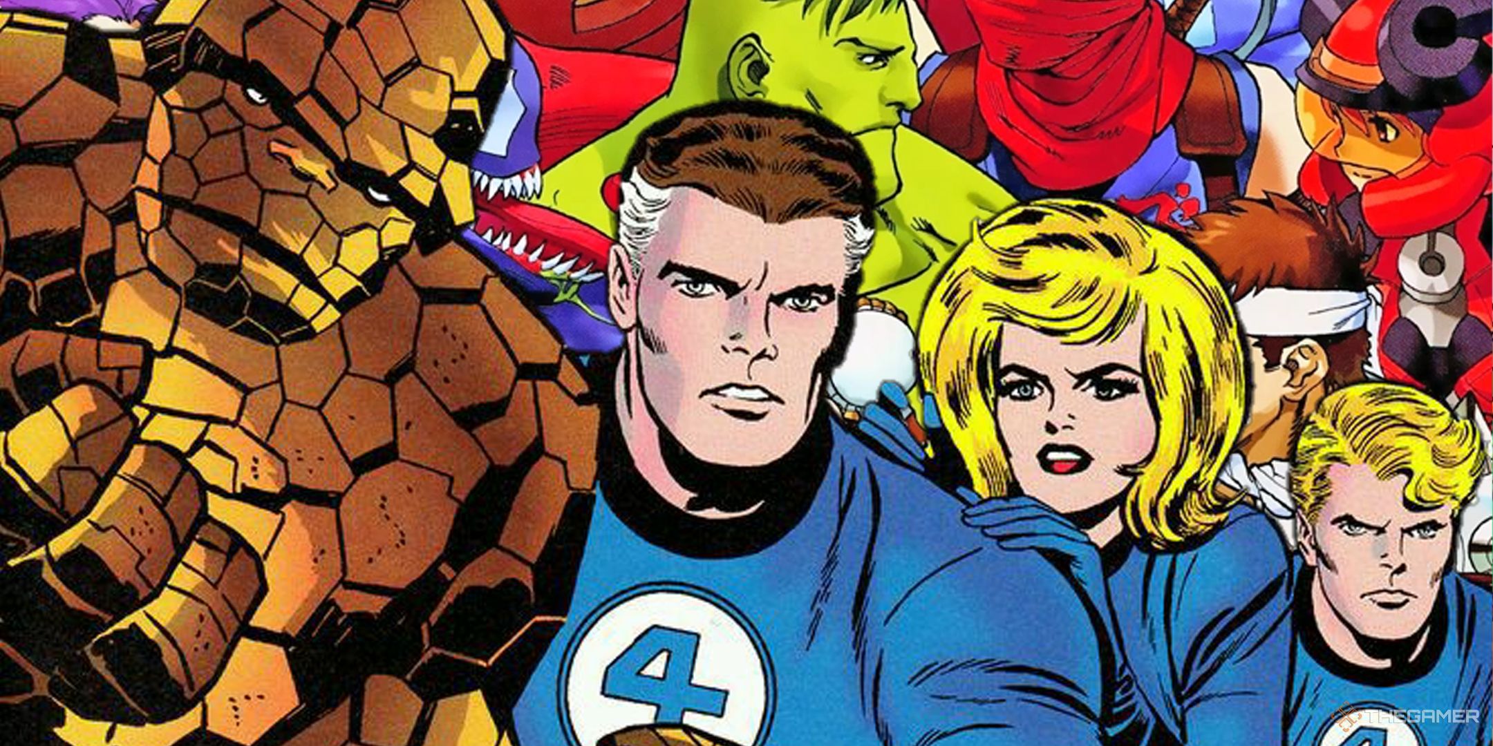 Fantastic Four Jack Kirby artwork over Marvel vs Capcom key art.