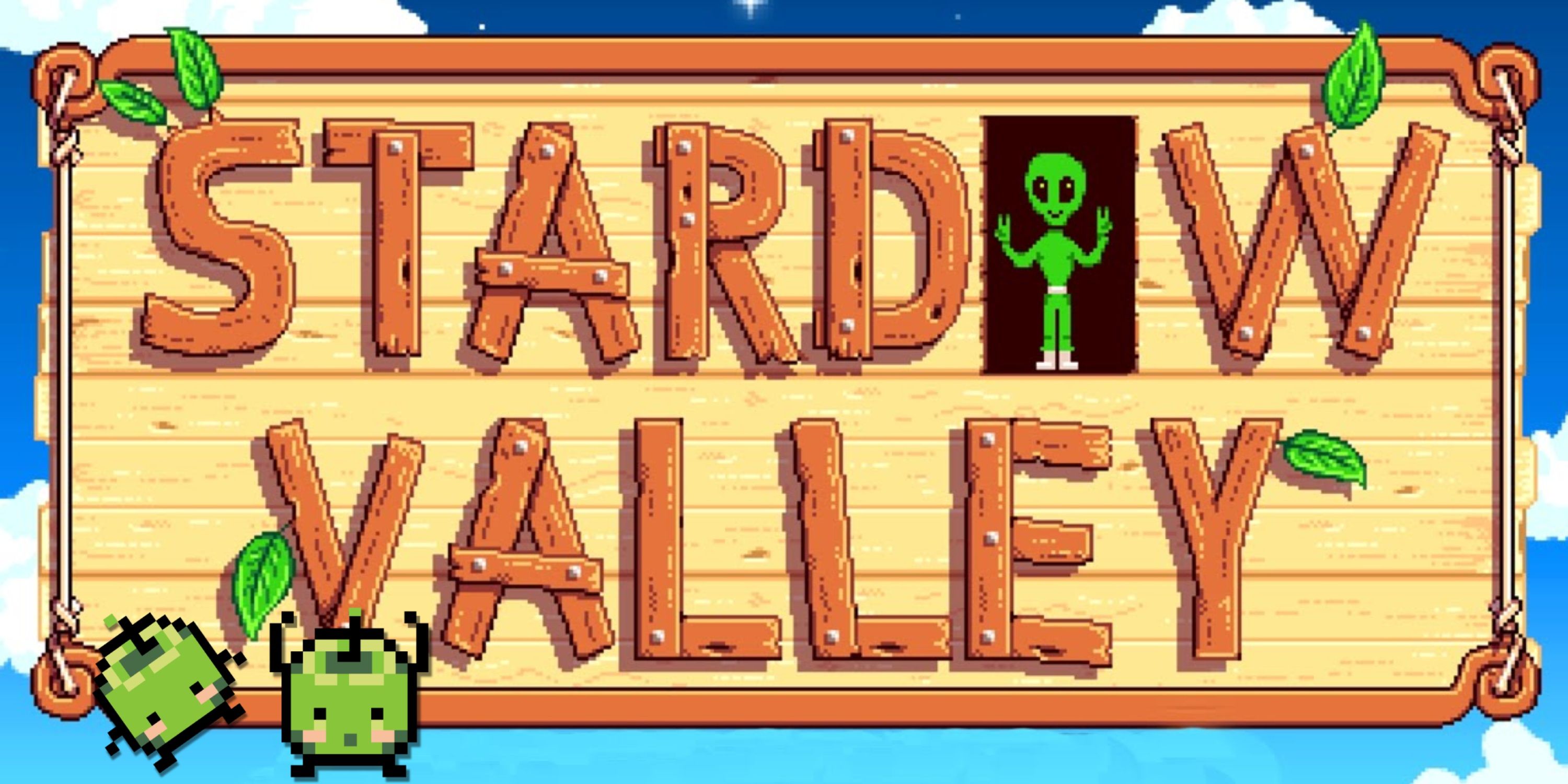 Stardew Valley Intro Page Alien Door and Junimos. 